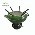 Mini Chocolate Cast Iron Enamel Fondue And Forks